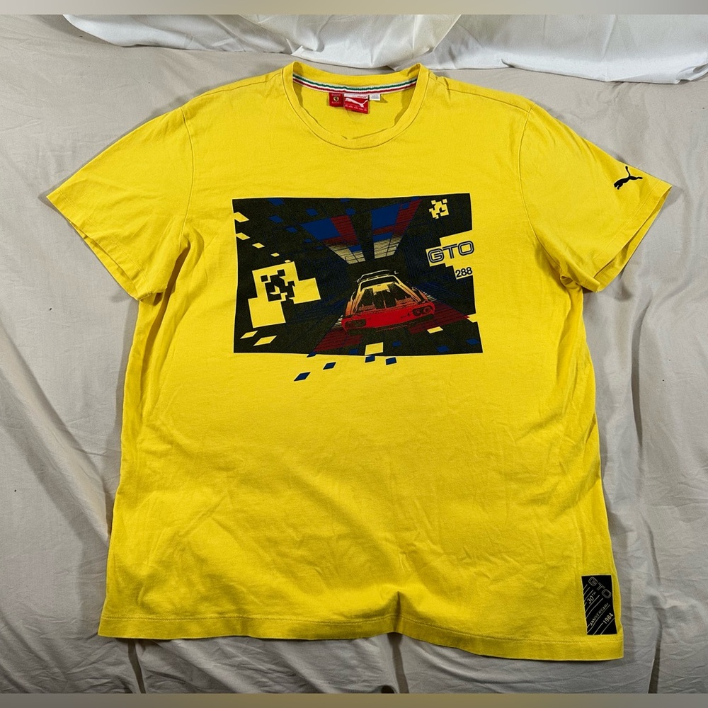 Puma x Ferrari Scuderia GTO 288 30th Anniversary T-Shirt Yellow Mens sz XXL